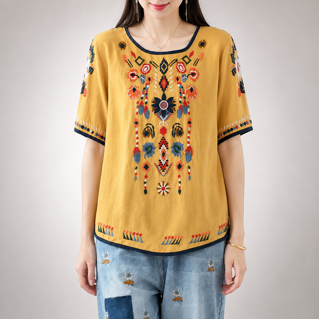 Melina | Cotton Linen Blouse - Helen & Olivia Manhattan