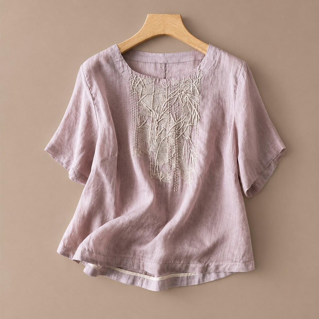 Liana | Cotton Linen Blouse - Helen & Olivia Manhattan