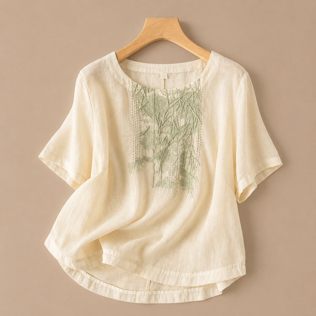 Liana | Cotton Linen Blouse - Helen & Olivia Manhattan