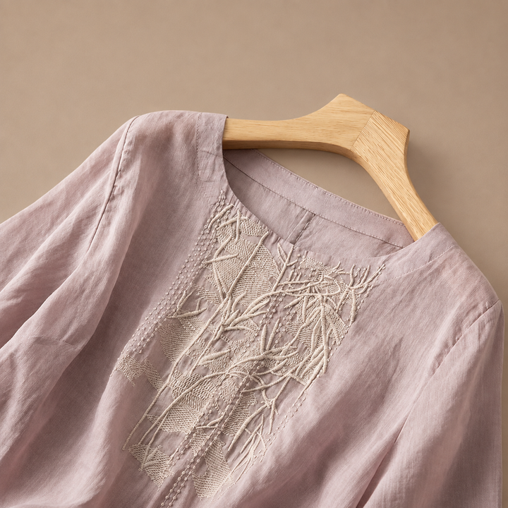Liana | Cotton Linen Blouse - Helen & Olivia Manhattan