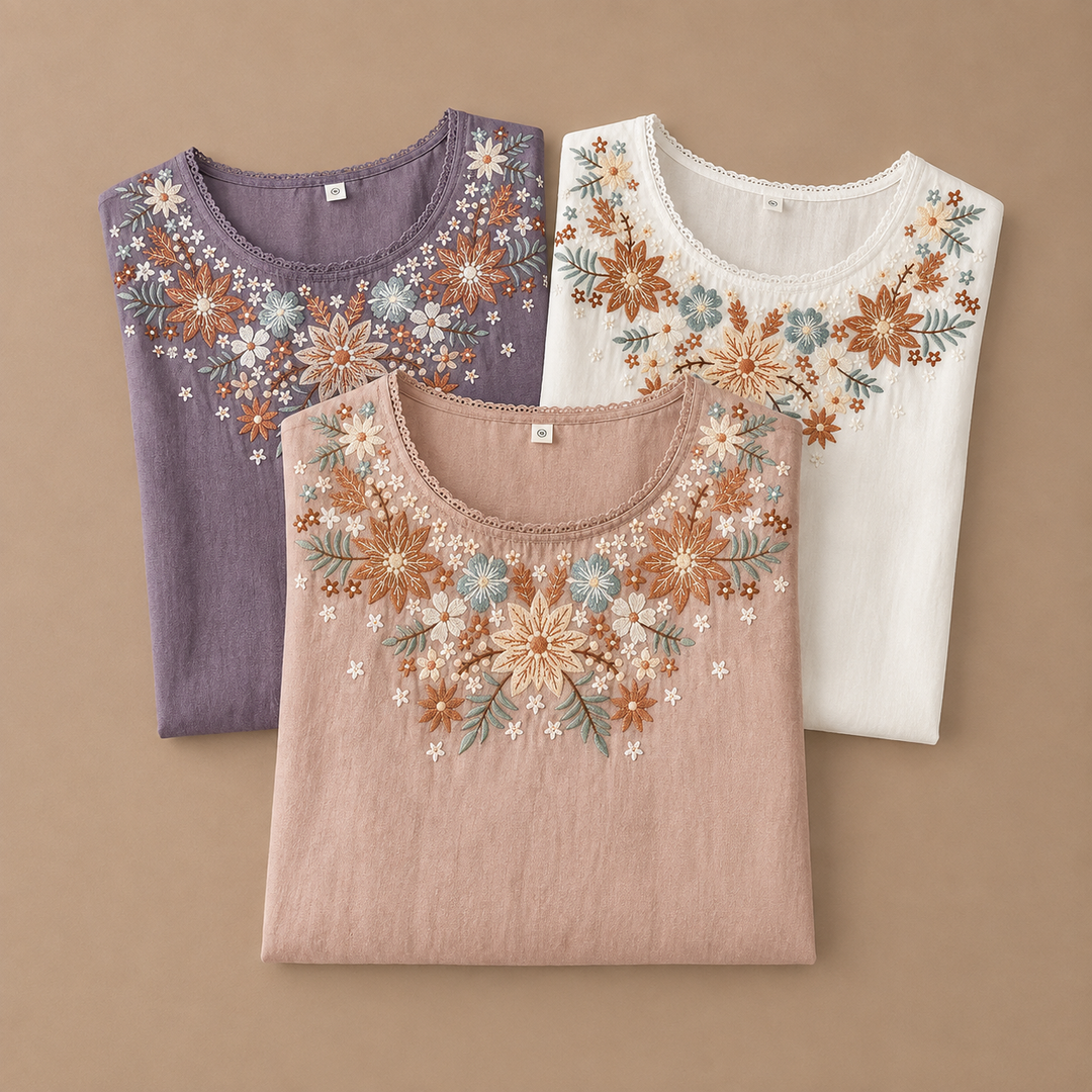 Liora | Floral Cotton Linen Blouse - Helen & Olivia Manhattan