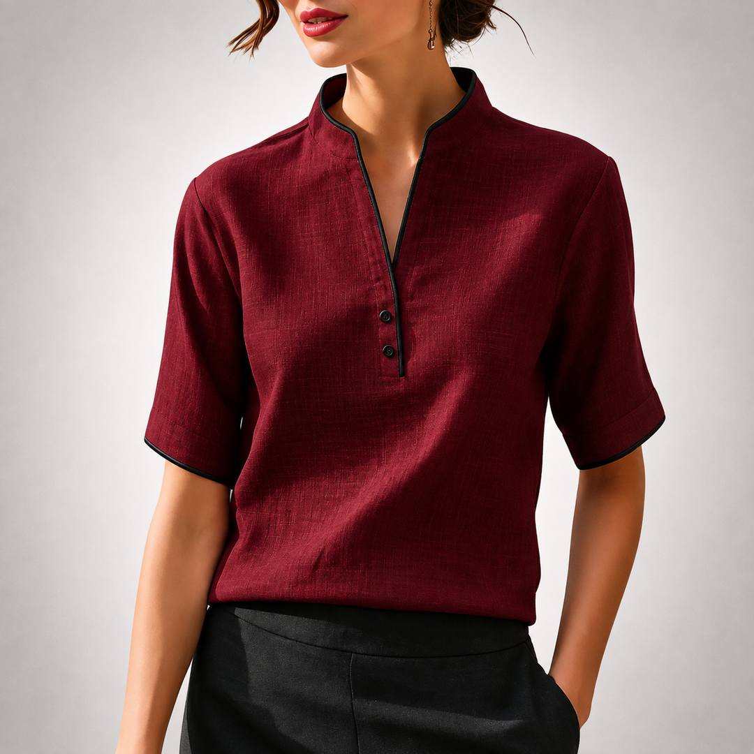 Aurelia | Contrast Trim Blouse - Helen & Olivia Manhattan