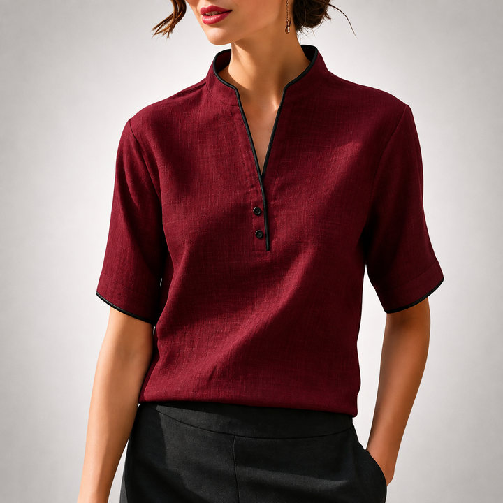Aurelia | Contrast Trim Blouse - Helen & Olivia Manhattan