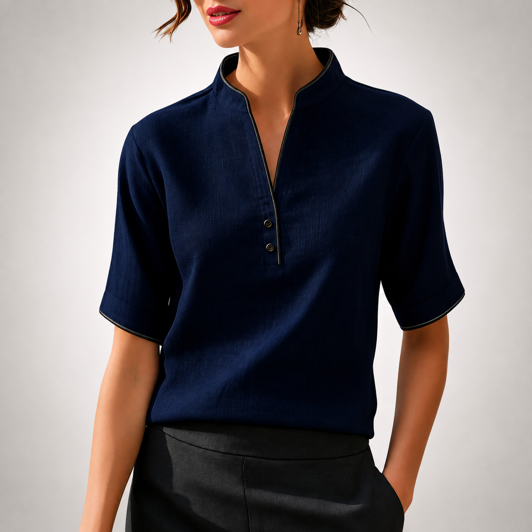 Aurelia | Contrast Trim Blouse - Helen & Olivia Manhattan