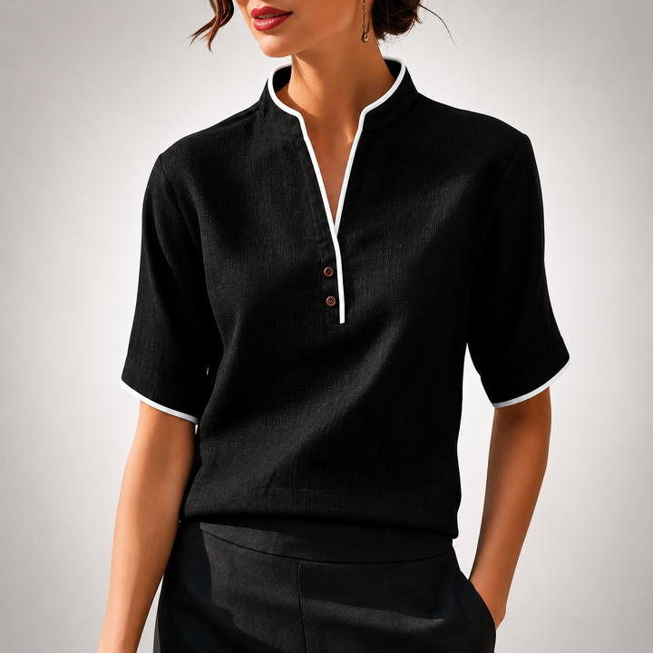 Aurelia | Contrast Trim Blouse - Helen & Olivia Manhattan