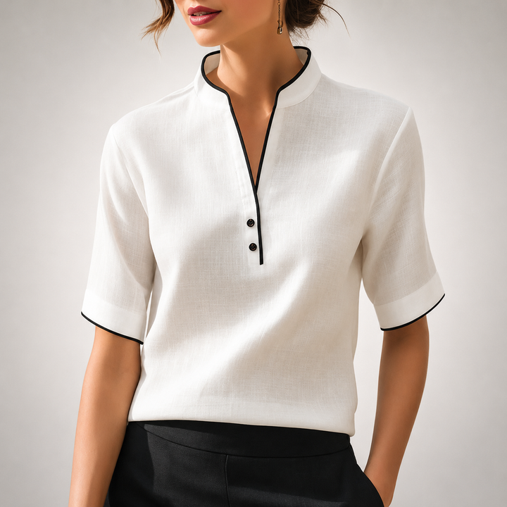 Aurelia | Contrast Trim Blouse - Helen & Olivia Manhattan