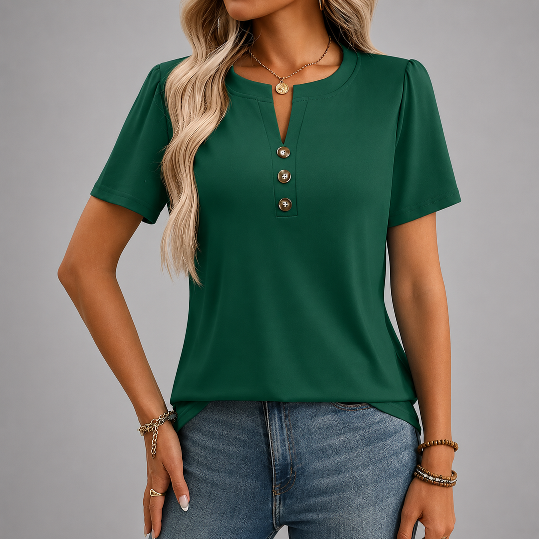 Elara | Split Neck Blouse - Helen & Olivia Manhattan