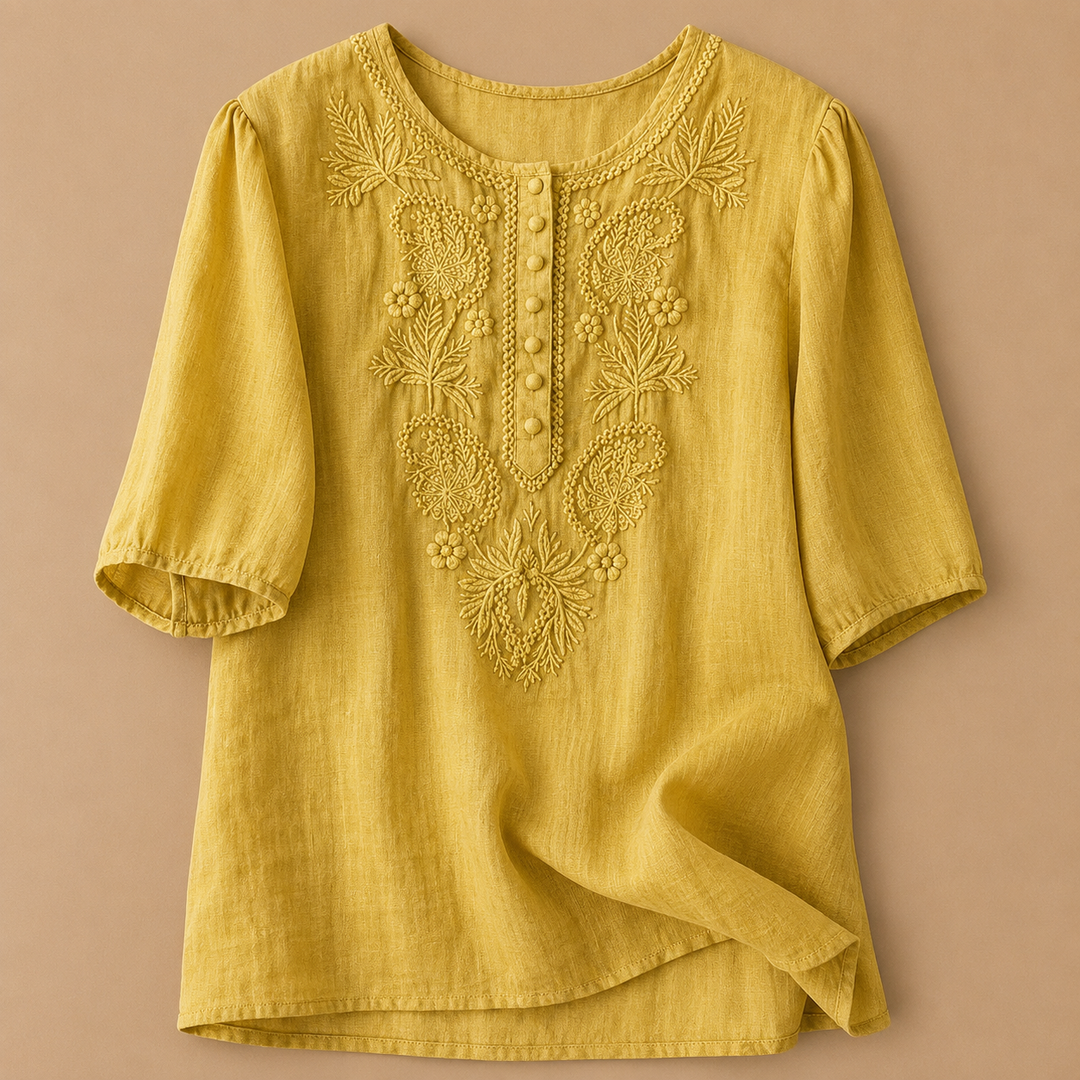 Verena | Cotton Linen Blouse - Helen & Olivia Manhattan