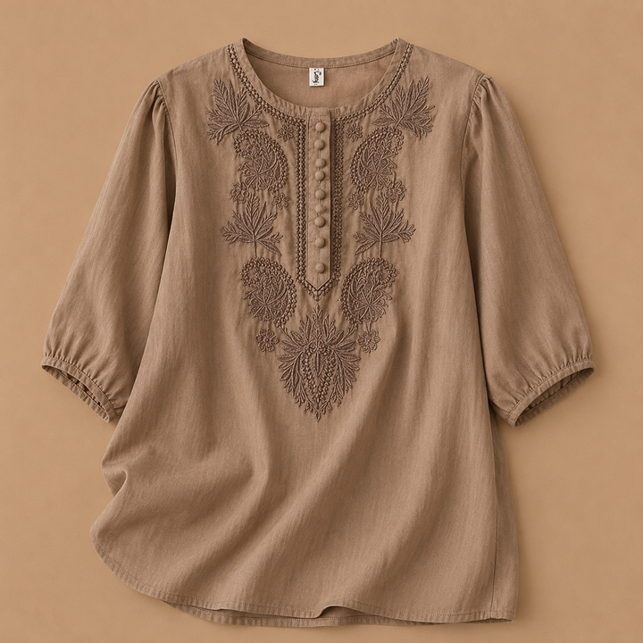 Verena | Cotton Linen Blouse - Helen & Olivia Manhattan