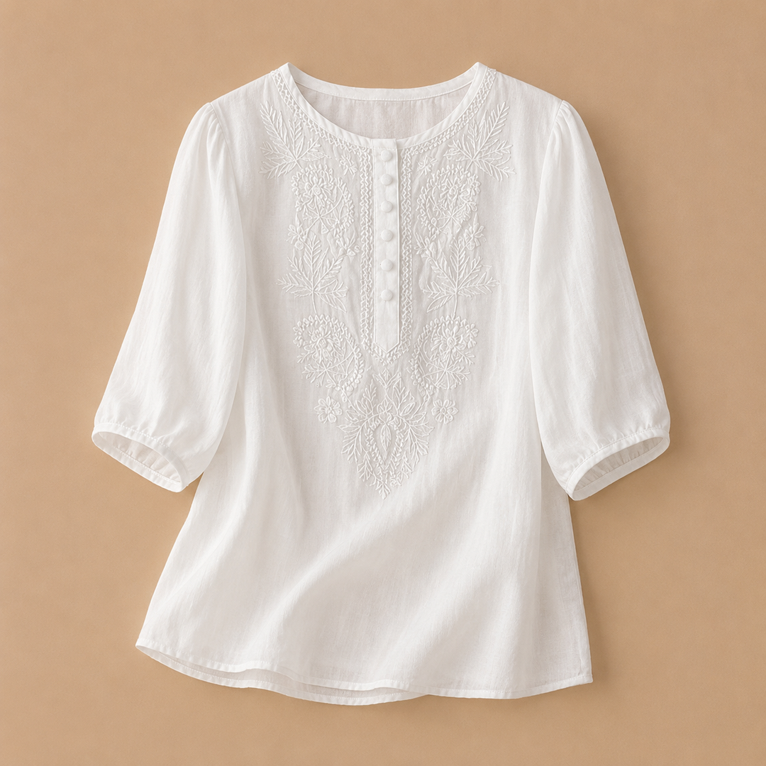 Verena | Cotton Linen Blouse - Helen & Olivia Manhattan