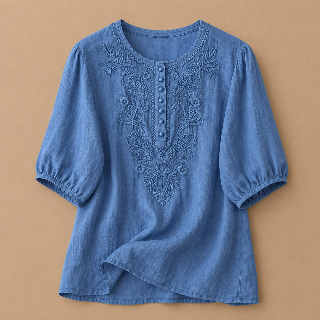Verena | Cotton Linen Blouse - Helen & Olivia Manhattan