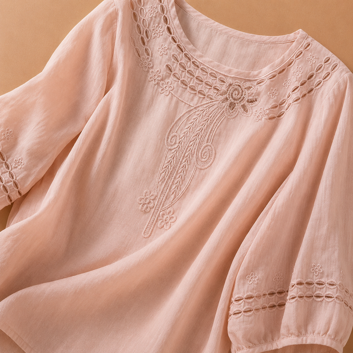 Elodie | Cotton Linen Blouse - Helen & Olivia Manhattan
