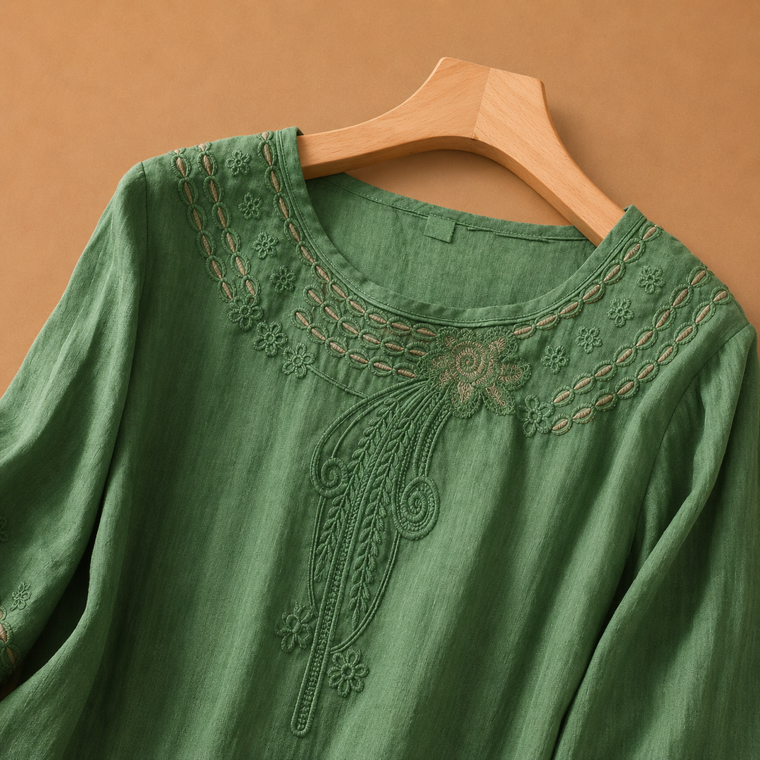 Elodie | Cotton Linen Blouse - Helen & Olivia Manhattan