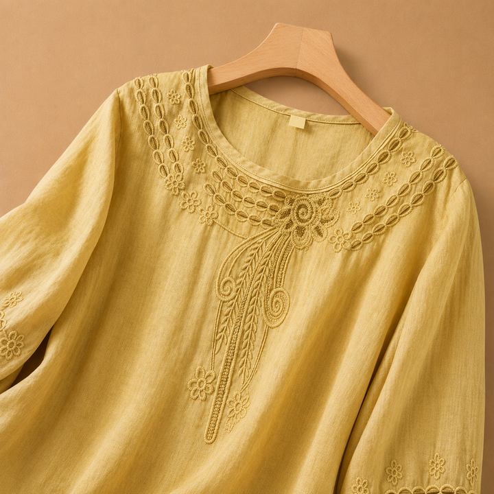 Elodie | Cotton Linen Blouse - Helen & Olivia Manhattan