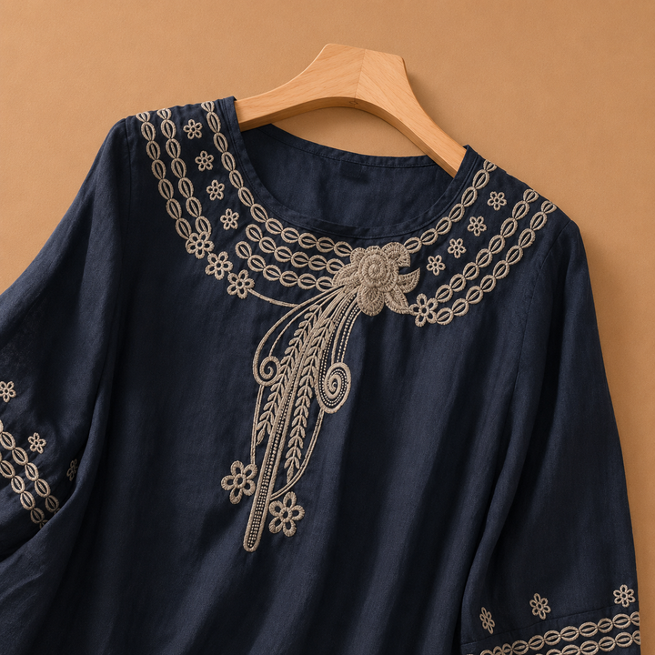 Elodie | Cotton Linen Blouse - Helen & Olivia Manhattan
