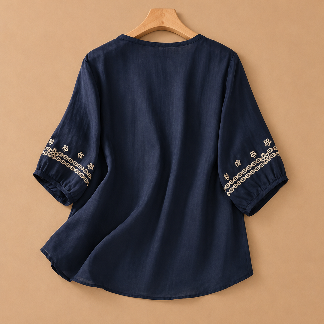 Elodie | Cotton Linen Blouse - Helen & Olivia Manhattan