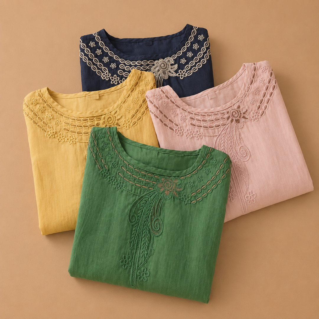 Elodie | Cotton Linen Blouse - Helen & Olivia Manhattan