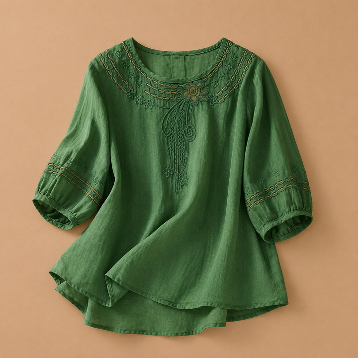 Elodie | Cotton Linen Blouse - Helen & Olivia Manhattan