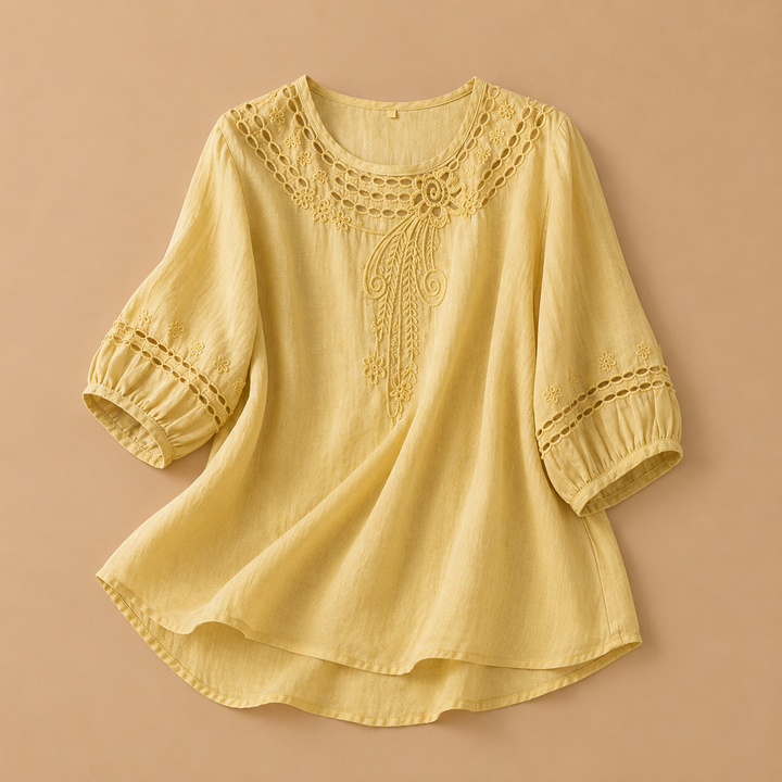 Elodie | Cotton Linen Blouse - Helen & Olivia Manhattan