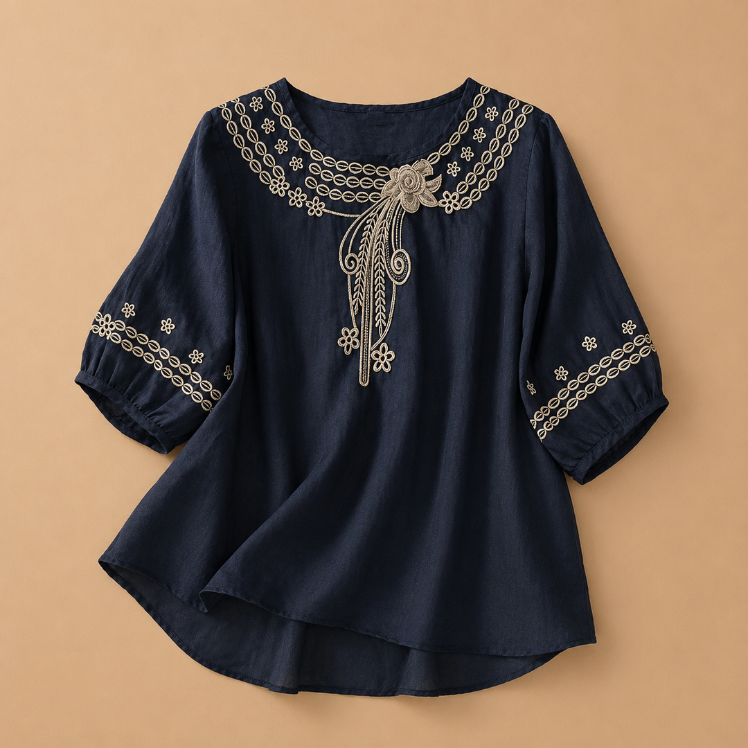 Elodie | Cotton Linen Blouse - Helen & Olivia Manhattan