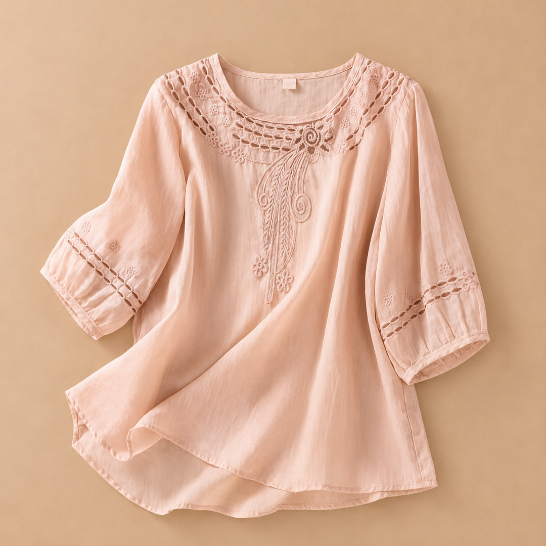Elodie | Cotton Linen Blouse - Helen & Olivia Manhattan