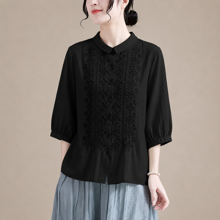 Corinne | Cotton Linen Blouse - Helen & Olivia Manhattan
