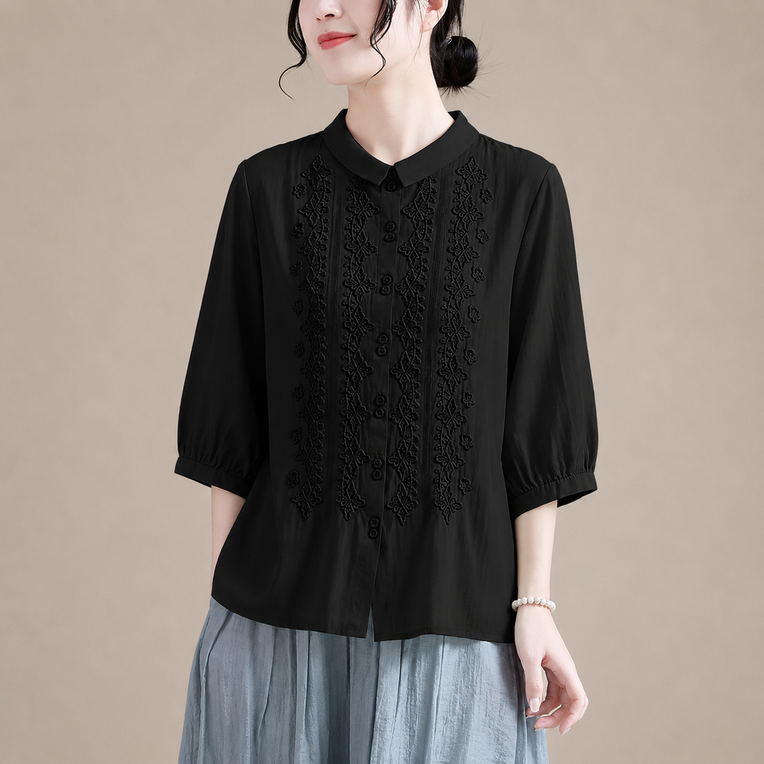 Corinne | Cotton Linen Blouse - Helen & Olivia Manhattan