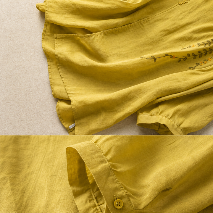 Adeline | Cotton Linen Blouse - Helen & Olivia Manhattan