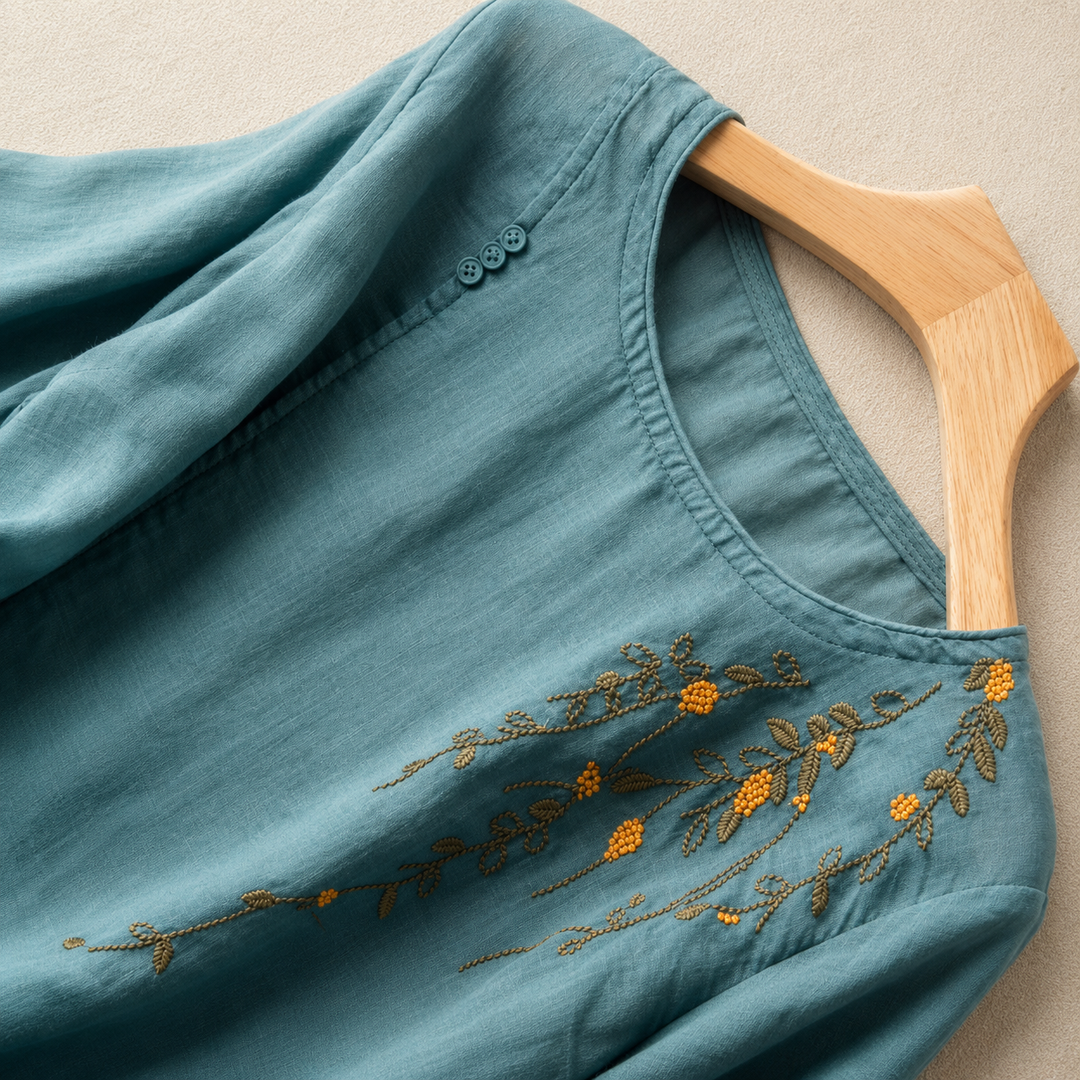 Adeline | Cotton Linen Blouse - Helen & Olivia Manhattan