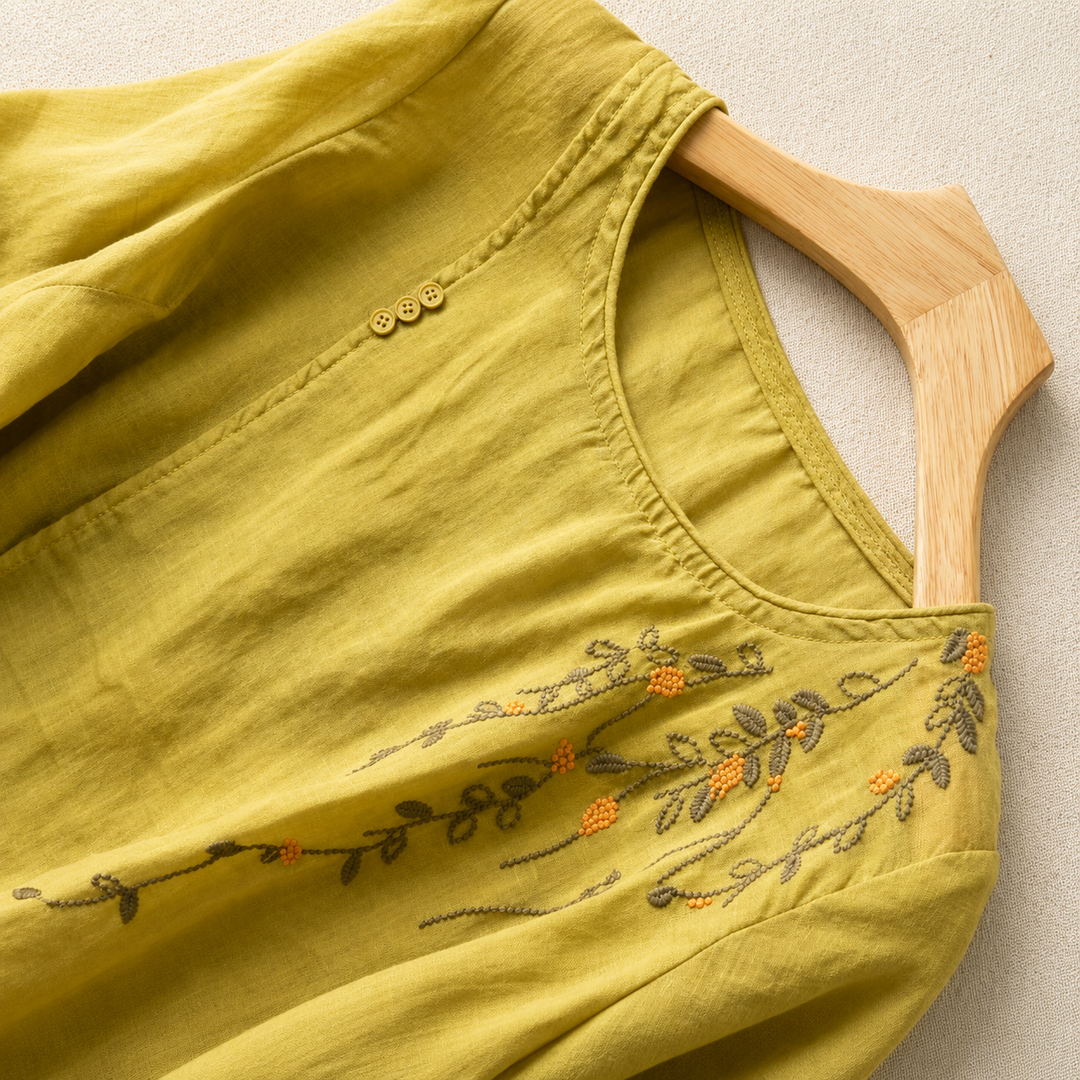 Adeline | Cotton Linen Blouse - Helen & Olivia Manhattan