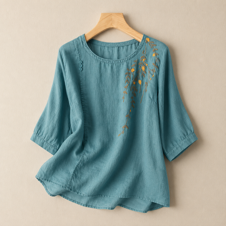 Adeline | Cotton Linen Blouse - Helen & Olivia Manhattan