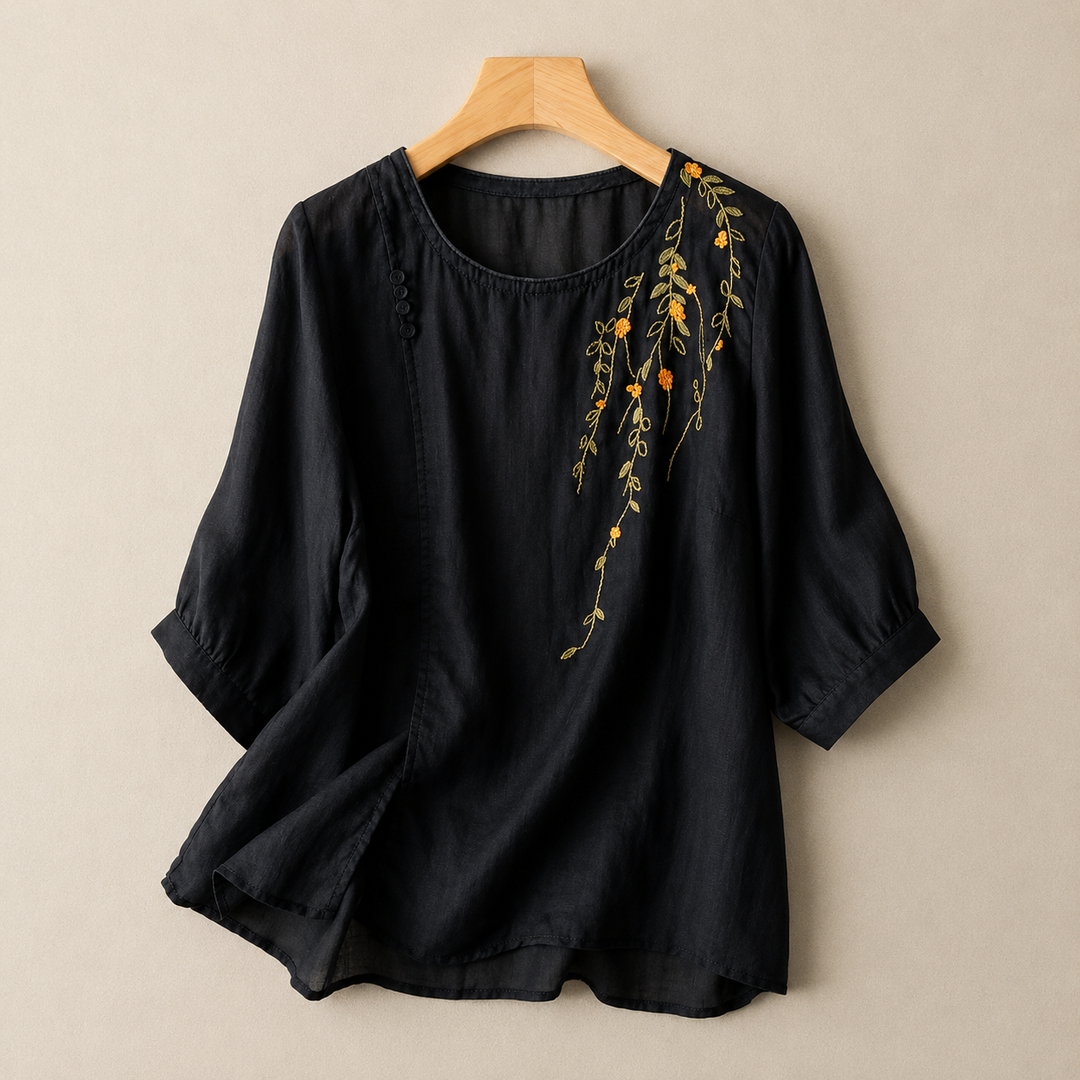 Adeline | Cotton Linen Blouse - Helen & Olivia Manhattan