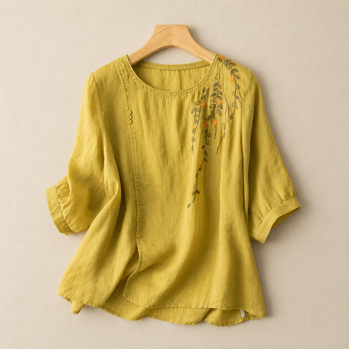 Adeline | Cotton Linen Blouse - Helen & Olivia Manhattan