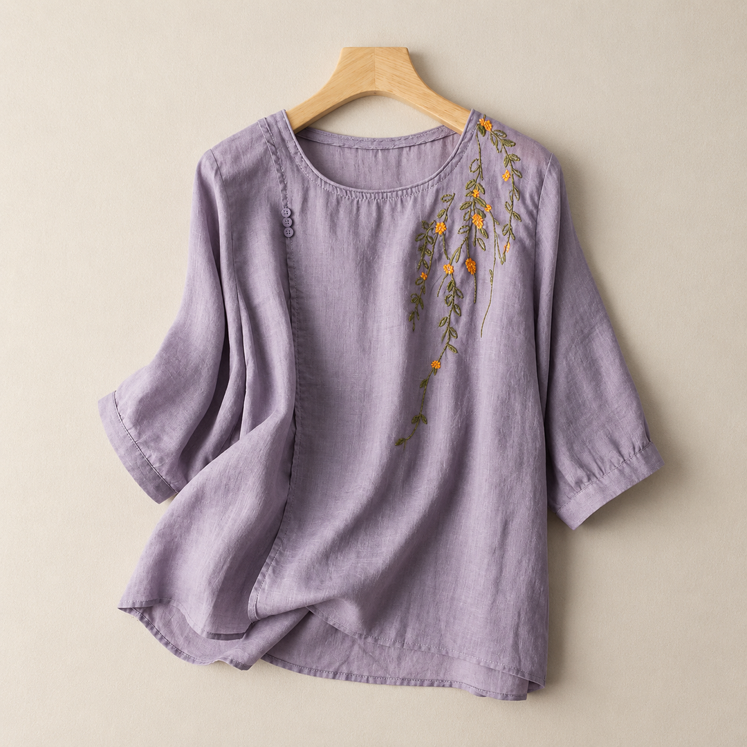 Adeline | Cotton Linen Blouse - Helen & Olivia Manhattan