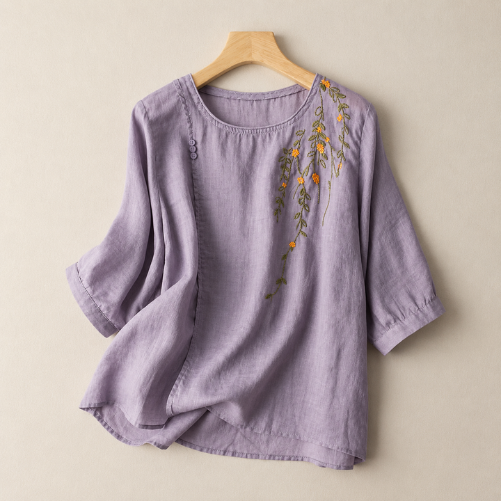 Adeline | Cotton Linen Blouse - Helen & Olivia Manhattan