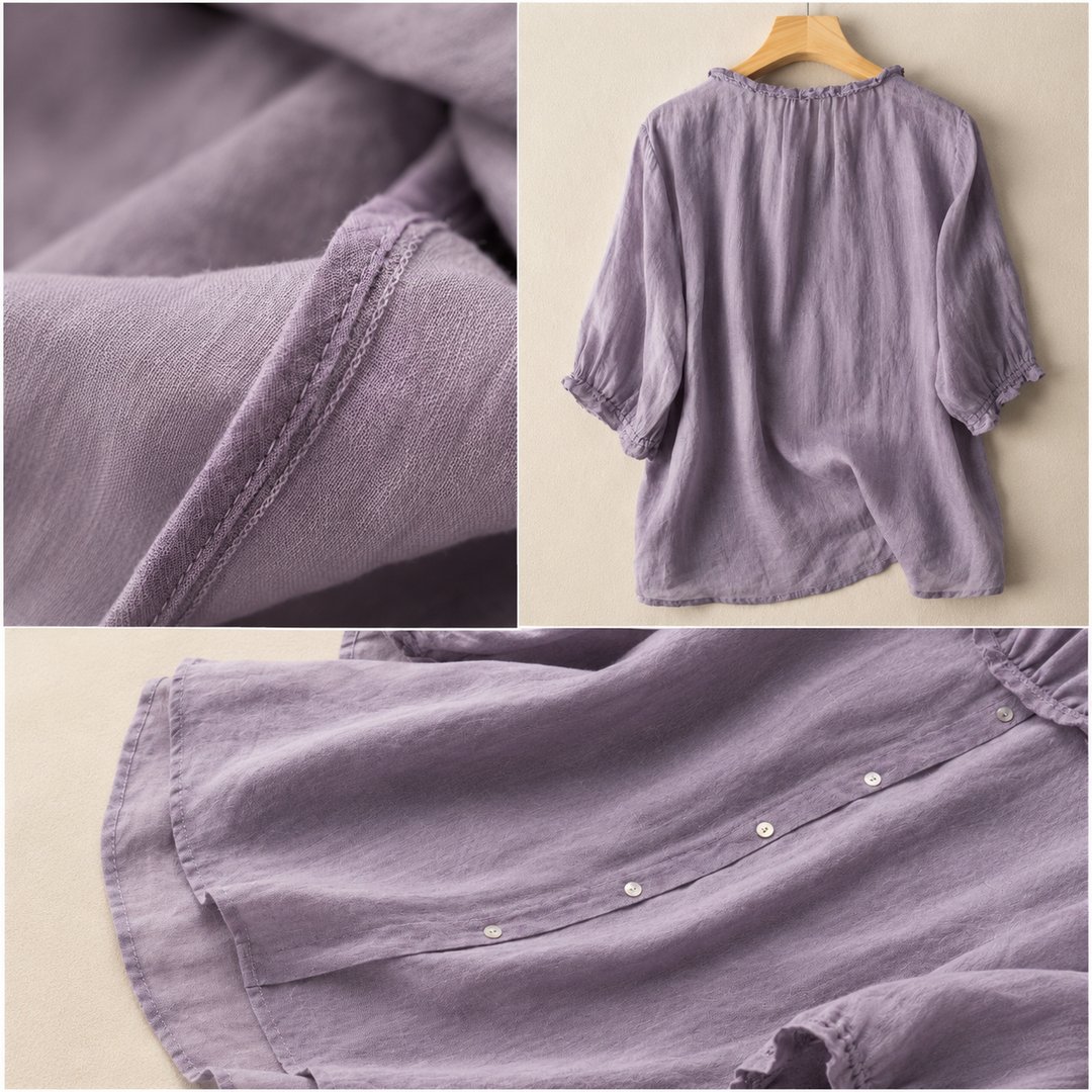 Evelina | Cotton Linen Blouse - Helen & Olivia Manhattan