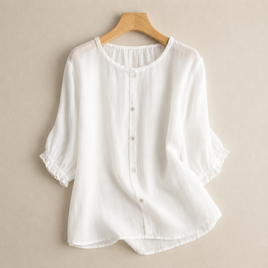 Evelina | Cotton Linen Blouse - Helen & Olivia Manhattan