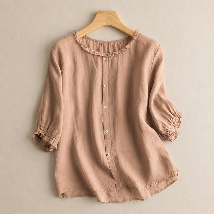 Evelina | Cotton Linen Blouse - Helen & Olivia Manhattan
