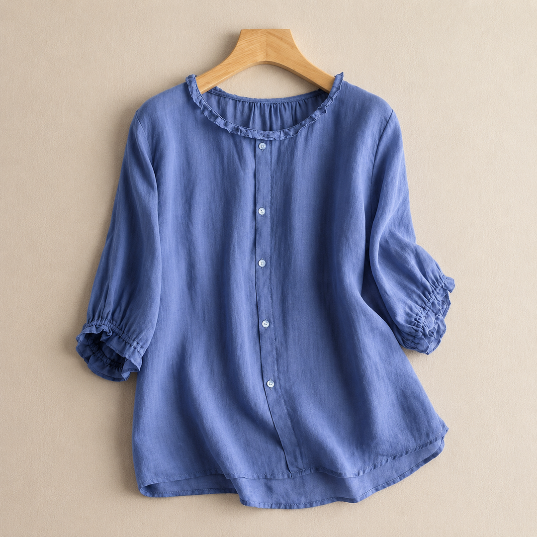 Evelina | Cotton Linen Blouse - Helen & Olivia Manhattan