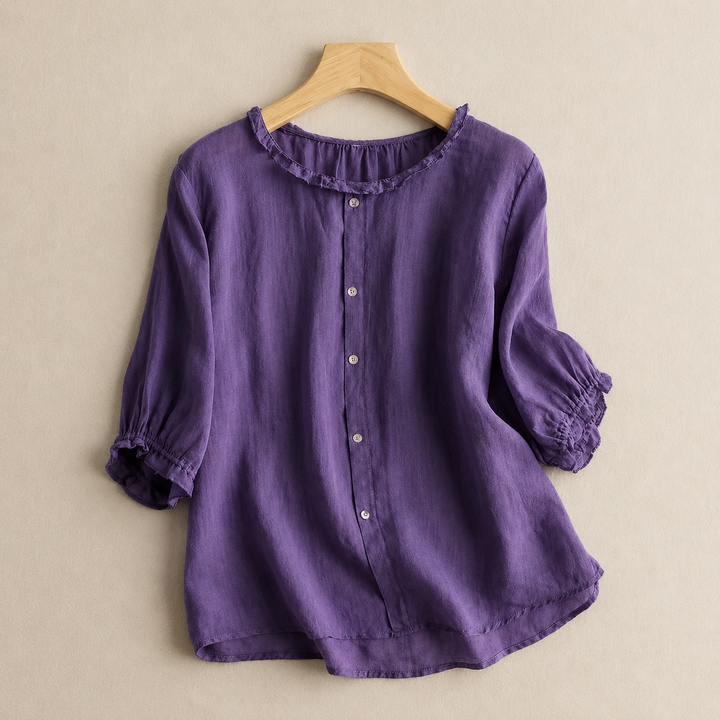 Evelina | Cotton Linen Blouse - Helen & Olivia Manhattan