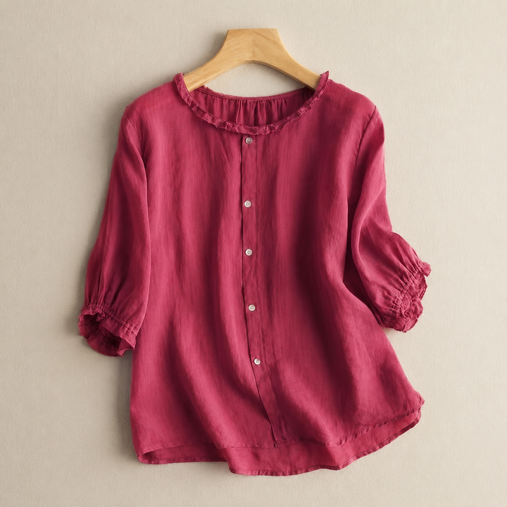 Evelina | Cotton Linen Blouse - Helen & Olivia Manhattan