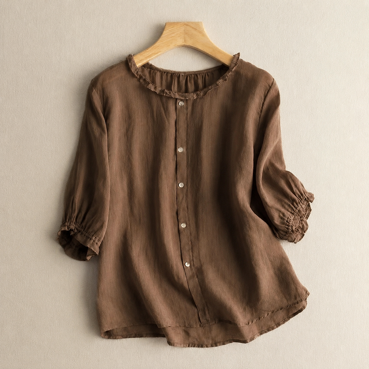 Evelina | Cotton Linen Blouse - Helen & Olivia Manhattan