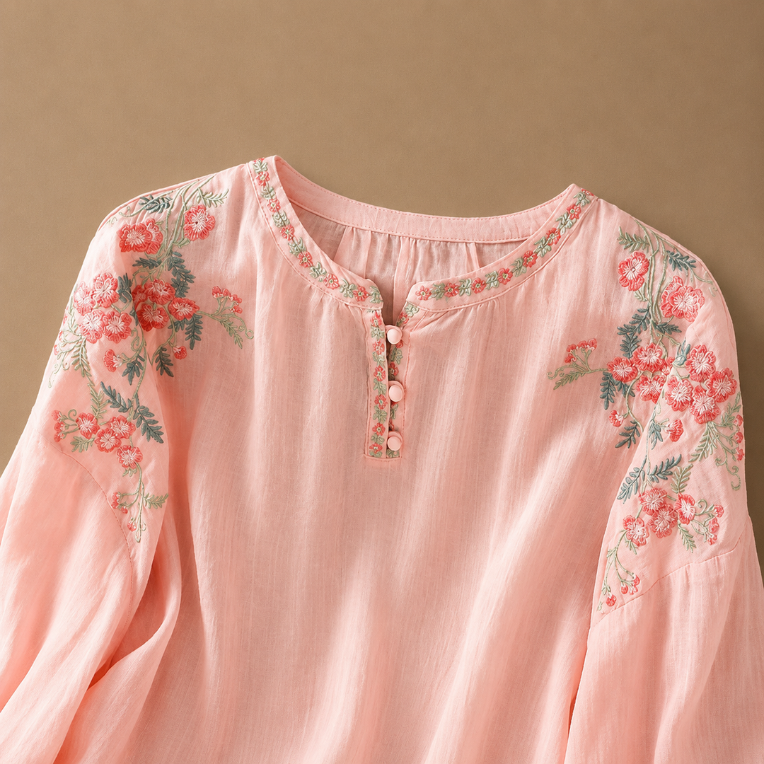 Marielle | Floral Cotton Linen Blouse - Helen & Olivia Manhattan