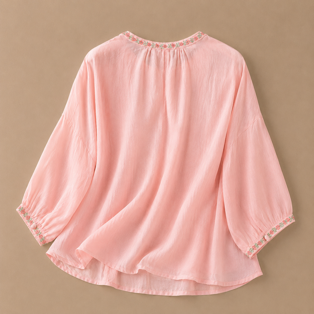 Marielle | Floral Cotton Linen Blouse - Helen & Olivia Manhattan