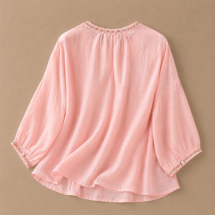Marielle | Floral Cotton Linen Blouse - Helen & Olivia Manhattan