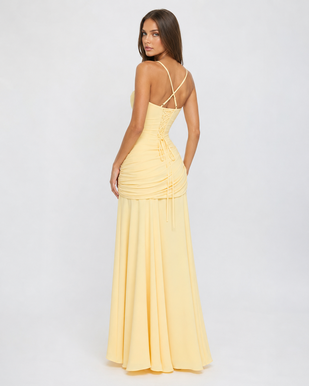 Enie | Draped Square-Neck Maxi Dress - Black