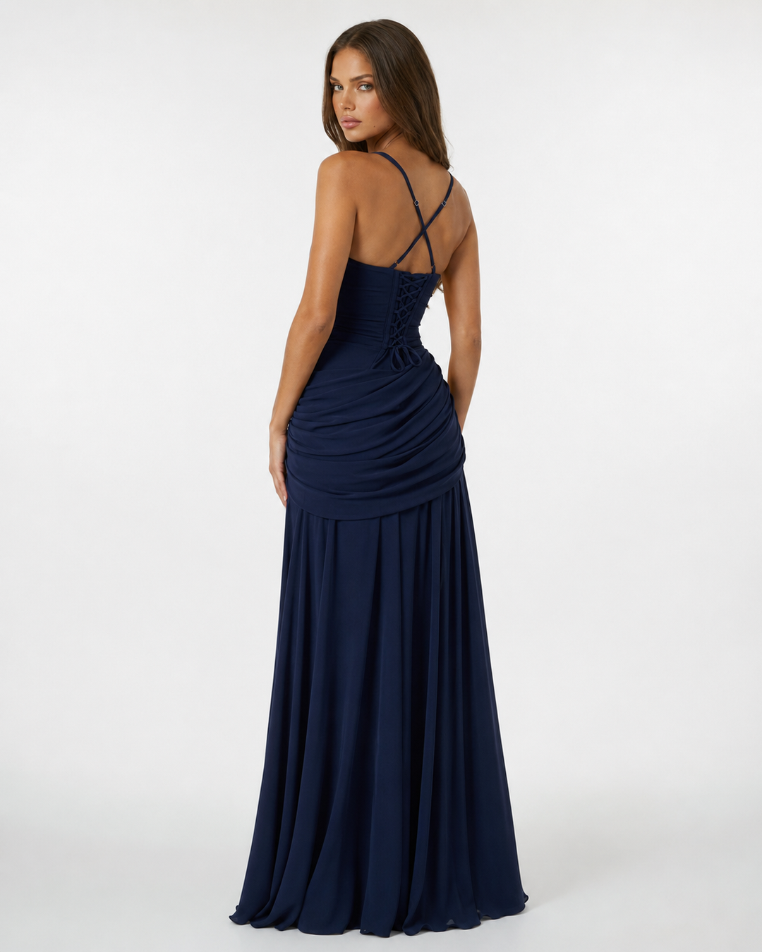 Enie | Draped Square-Neck Maxi Dress - 