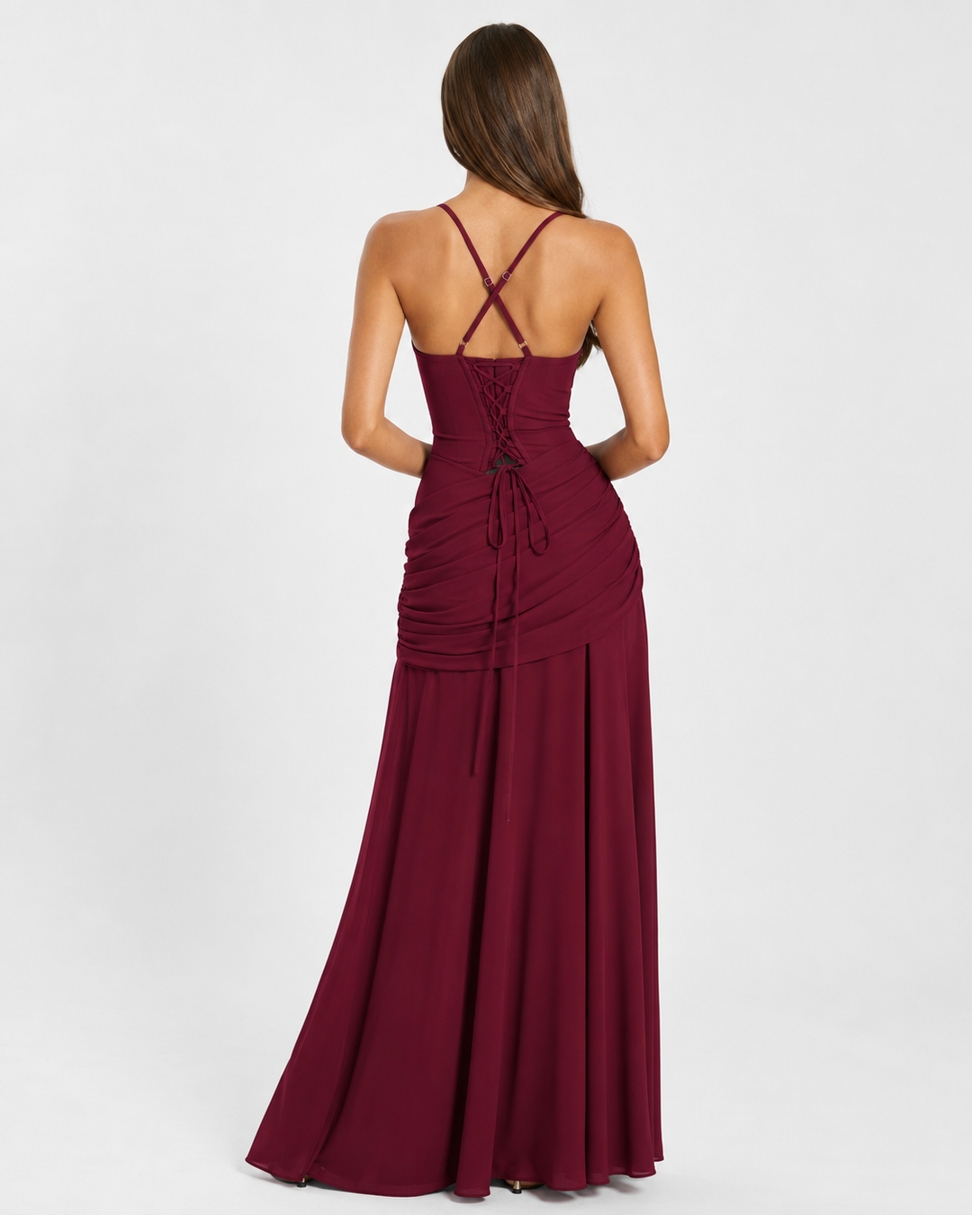 Enie | Draped Square-Neck Maxi Dress - 