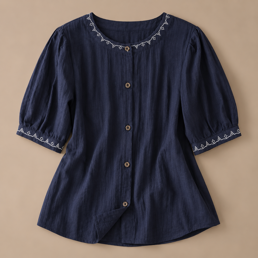 Solenne | Cotton Linen Blouse - Helen & Olivia Manhattan