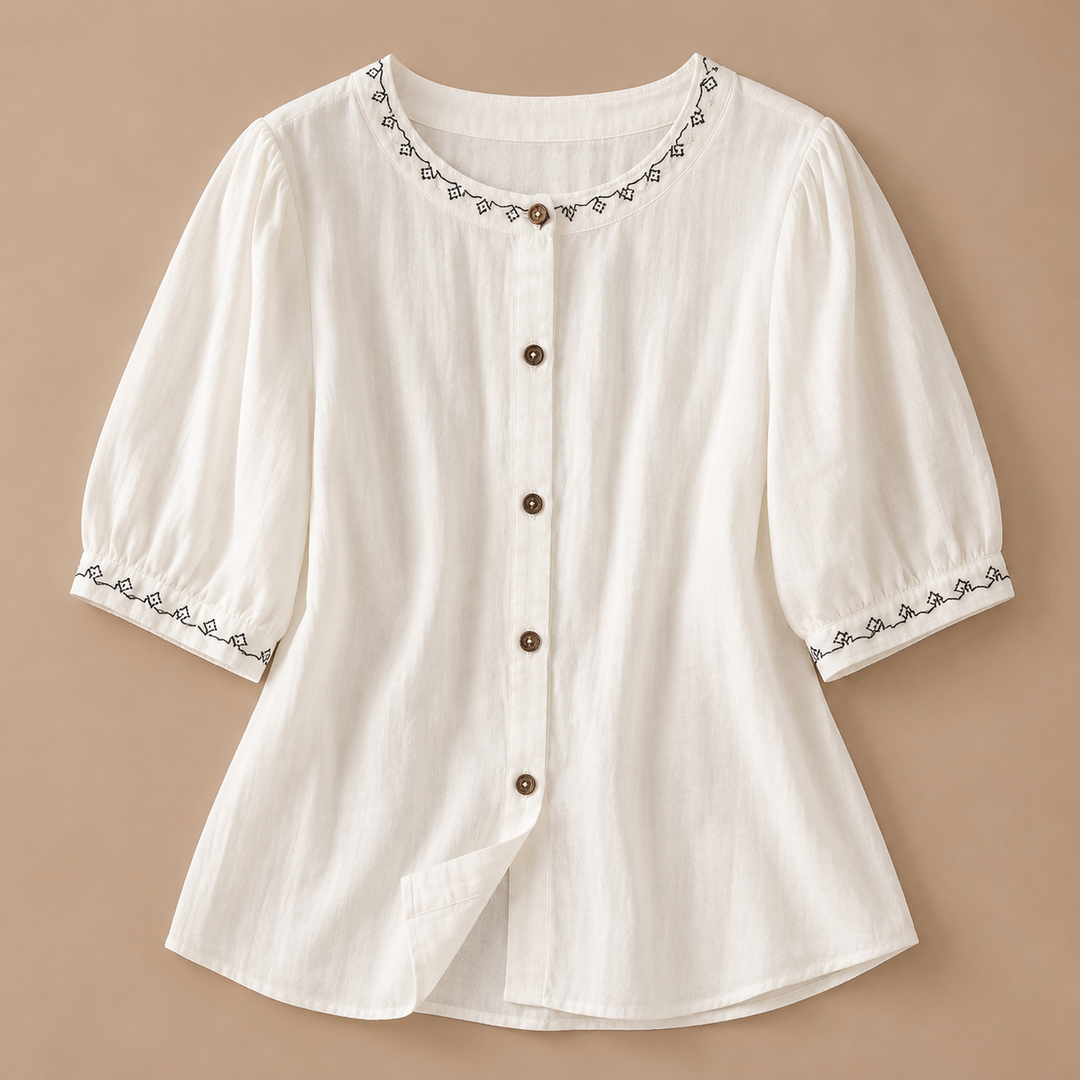 Solenne | Cotton Linen Blouse - Helen & Olivia Manhattan